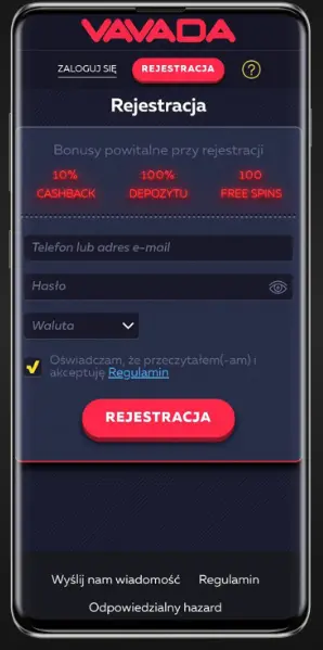 Formy logowania do kasyna CASINO VAVADA
